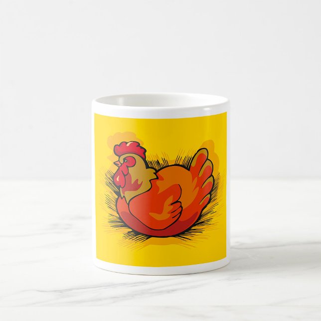 Hen on Nest Bright Farmyard Chicken Kaffemugg (Skapare uppladdad)