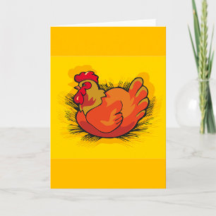 Hen on Nest Bright Farmyard Chicken Kort