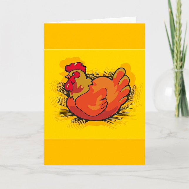 Hen on Nest Bright Farmyard Chicken Kort (Skapare uppladdad)
