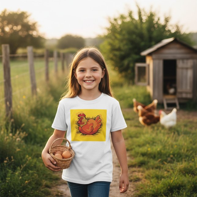 Hen on Nest Bright Farmyard Chicken T Shirt (Skapare uppladdad)