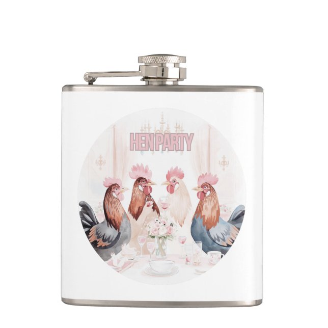 Hen Party Design | Rosa flickiga Hen Kvinnlig Säll Fickplunta (Framsidan)