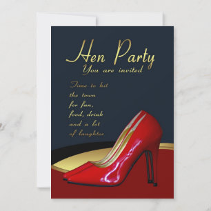 Hen Party-inbjudningskort - Hen Red Shoes-inbjudan Inbjudningar