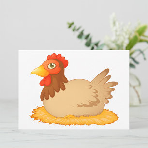 Hen Sitta om Nest Cute Farm Animal Inbjudningar