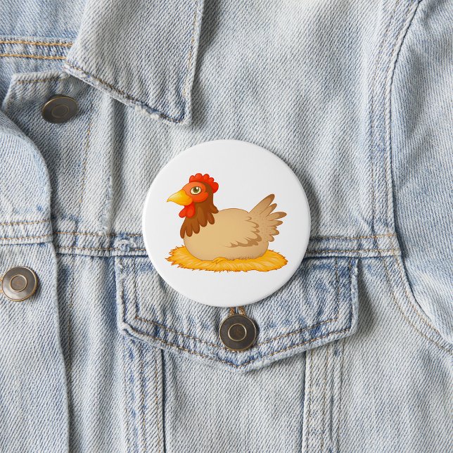 Hen Sitta om Nest Cute Farm Animal Knapp (Skapare uppladdad)