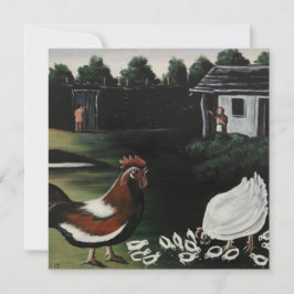 Hen with her Chicks in a Rural Farmyard Landscape Kort