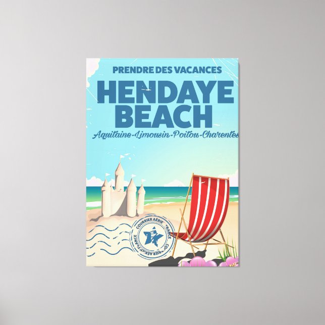 Hendaye Beach frankrike-reseaffisch Canvastryck (Framsida)