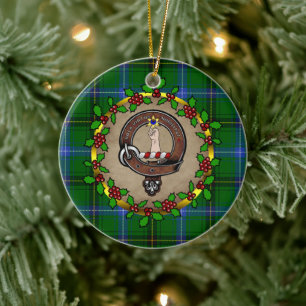 Henderson Klan Badge & Tartan Personlig Julafton Julgransprydnad Keramik
