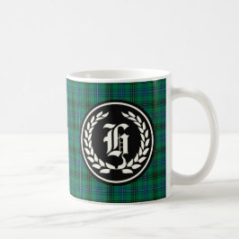 Henderson Klan Grönt och Blue Tartan Monogram Kaffemugg