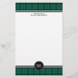 Henderson Klan Tartan Grönt och Blue Monogram Brevpapper