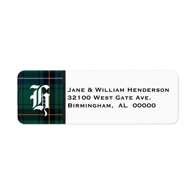 Henderson Tartan Play Monogram Adressetiketters Returadress Etikett (Framsidan)