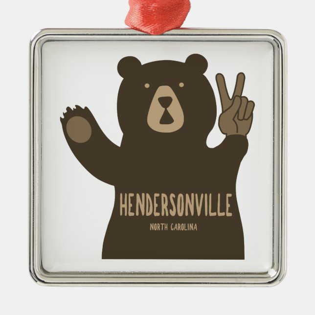 Hendersonville North Carolina Peace Bear Julgransprydnad Metall (Framsidan)