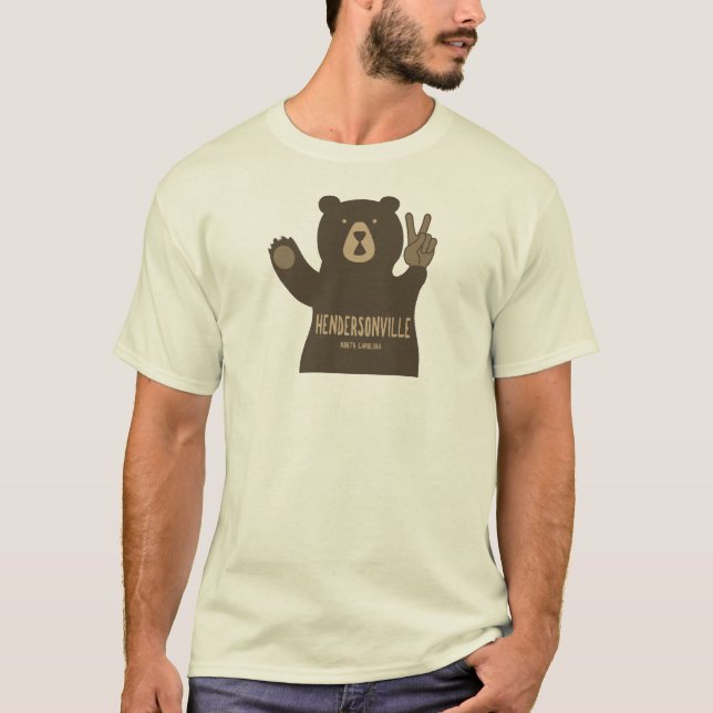 Hendersonville North Carolina Peace Bear T Shirt (Framsida)