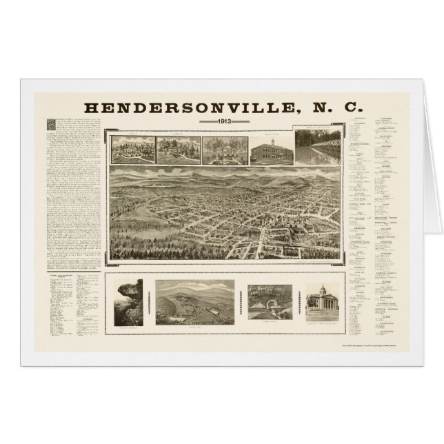 Hendersonville panorama- karta för NC - 1913 Hälsningskort (Framsidan Horizontal)