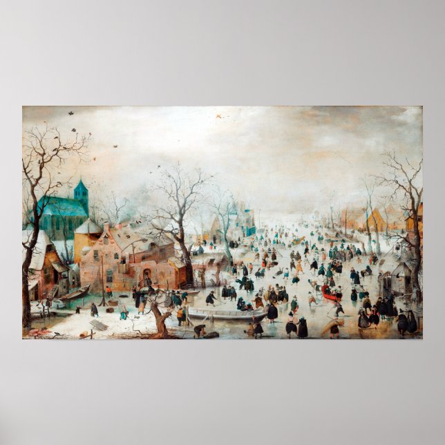 Hendrick Avercamps Winter Ligcape med isens Skater Poster (Framsidan)