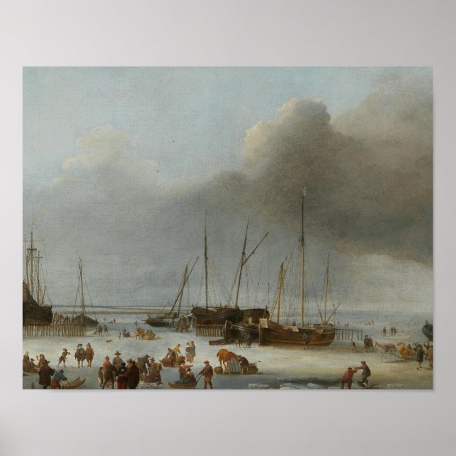 Hendrick Dubbels - Ice-Skating på Östran Dock Poster (Framsidan)