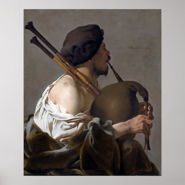 Hendrick ter Brugghen Bagpipe Player Poster (Framsidan)