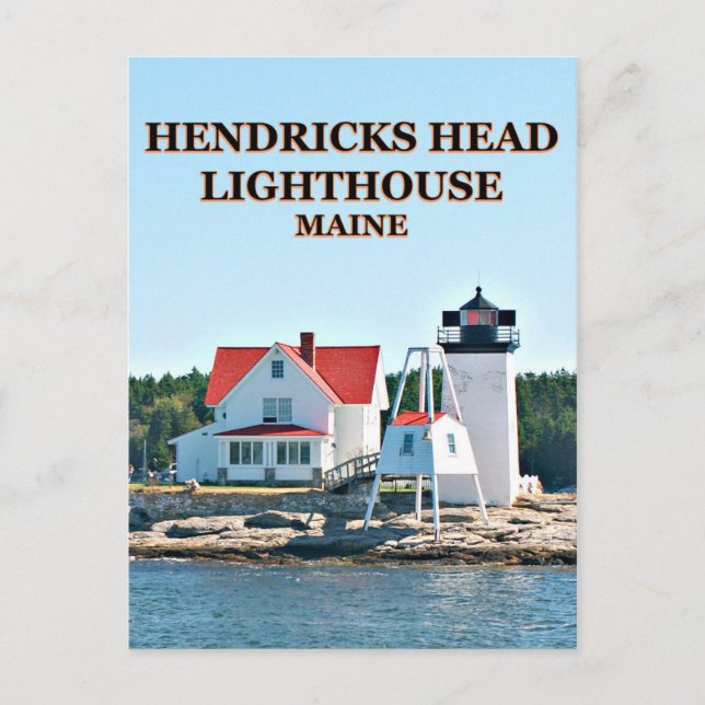 Hendricks Head Lighthouse, Maine Postcard Vykort (Framsida)