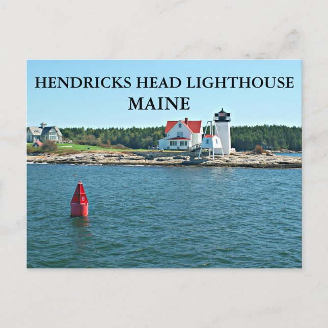 Hendricks Head Lighthouse, Maine Postcard Vykort (Framsida)