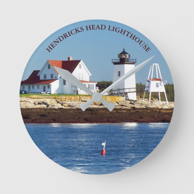 Hendricks Head Lighthouse, Maine Wall Clock Rund Klocka (Framsida)