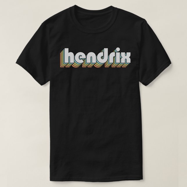 Hendrix Retro Rainbow Typography Faded Stil T Shirt (Design framsida)