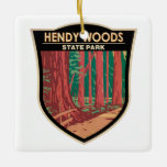 Hendy Skogen State Park California Badge Vintage Julgransprydnad Keramik<br><div class="desc">Ett exempel på detta är Hendy Skogen State Park i ett märke stil.</div>