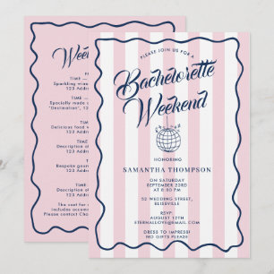 Henfest Itinerary Hen Weekend Disco Party Inbjudningar