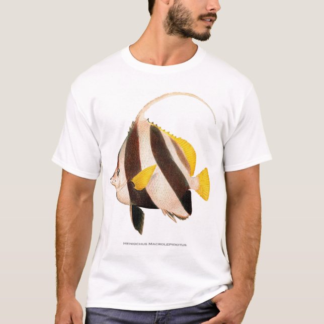 Heniochus Macrolepidotus Tee Shirt (Framsida)