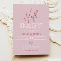 HENLEY Edgy Modern Rosa & Red Girl Baby Shower