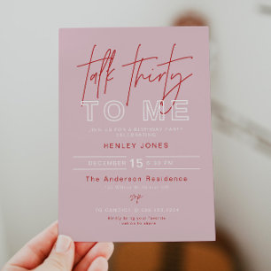 HENLEY Modern Rosa Röd Talk Thirty To Me Födelseda Inbjudningar