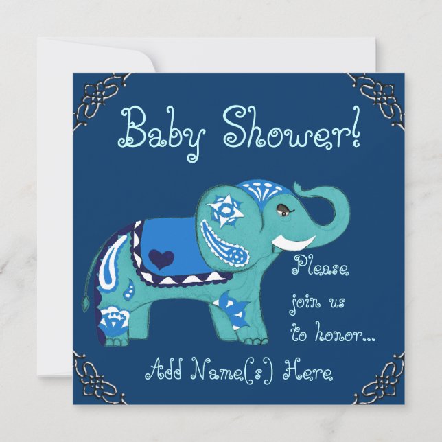Henna Elephant (babyskor) Inbjudningar (Framsida)