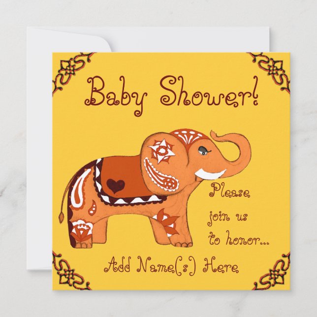Henna Elephant (babyskor) Inbjudningar (Framsida)
