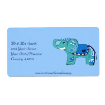 Henna Elephant (blå/ljusblå)