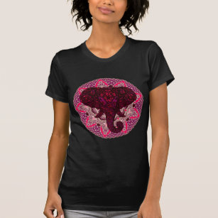 Henna Elephant Head Mandala Rosa Mehndi Tattoo T-shirt