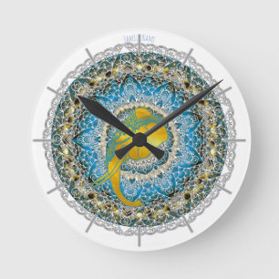 Henna Elephant Mandala Ganesha Mindfulness Clock Rund Klocka