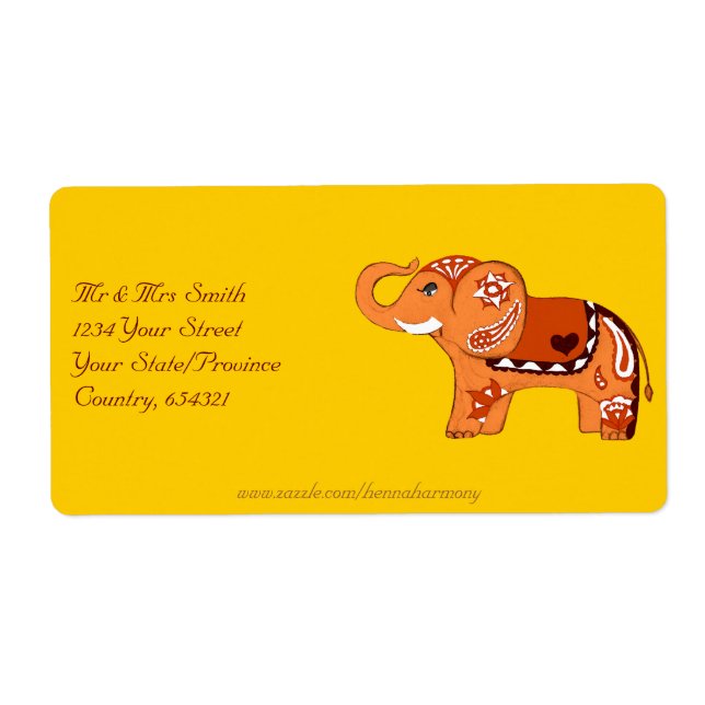 Henna Elephant (Orange/röd) Fraktsedel (Framsidan)