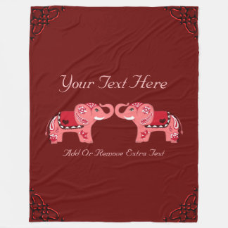 Henna Elephant (Red/Rosa) Fleecefilt