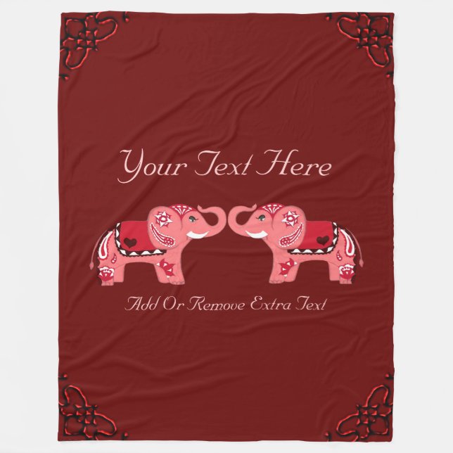 Henna Elephant (Red/Rosa) Fleecefilt (Framsidan)