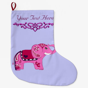 Henna Elephant (Rosa/Lila) Stor Julstrumpa