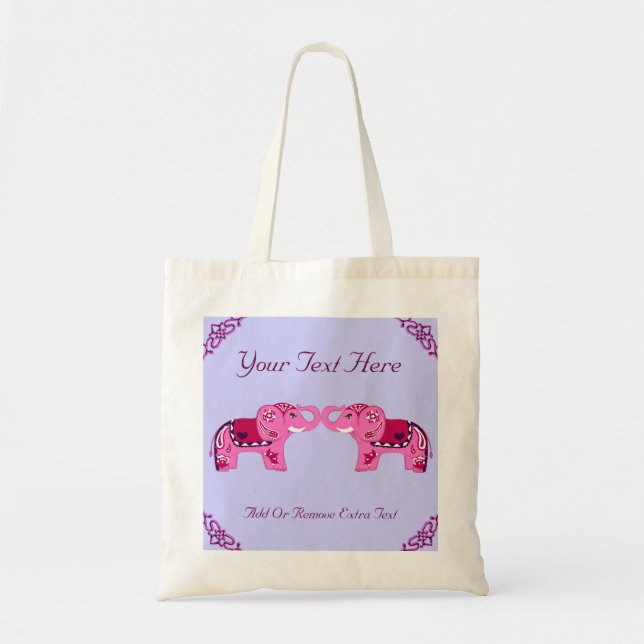 Henna Elephant (Rosa/Lila) Tygkasse (Framsidan)
