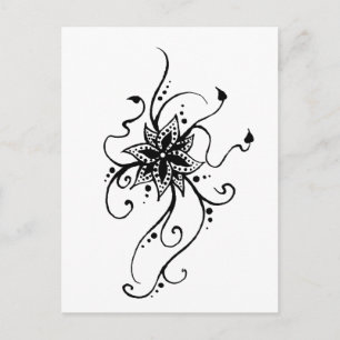 Henna Flower in Vines Vykort