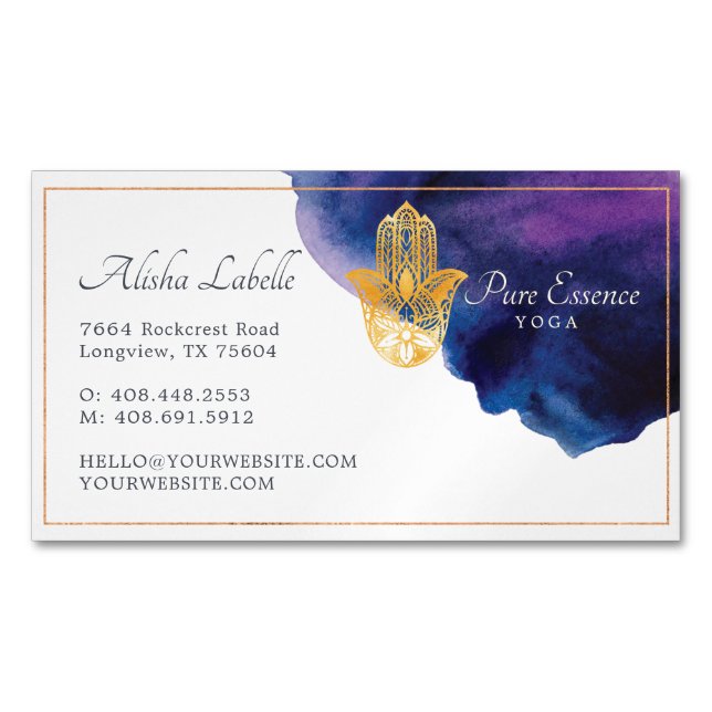 Henna Hamsa Hälsa Holistic Decorative Hand Magnetiska Visitkort (Framsida)