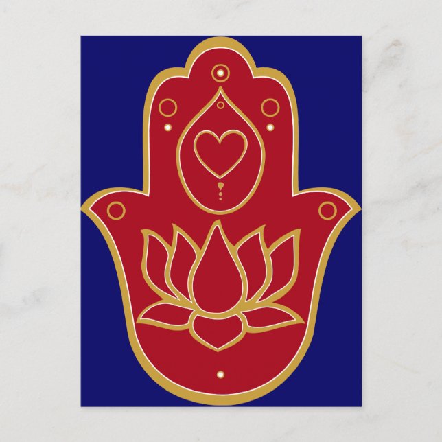 Henna Hamsa Lotus Vykort (Framsida)