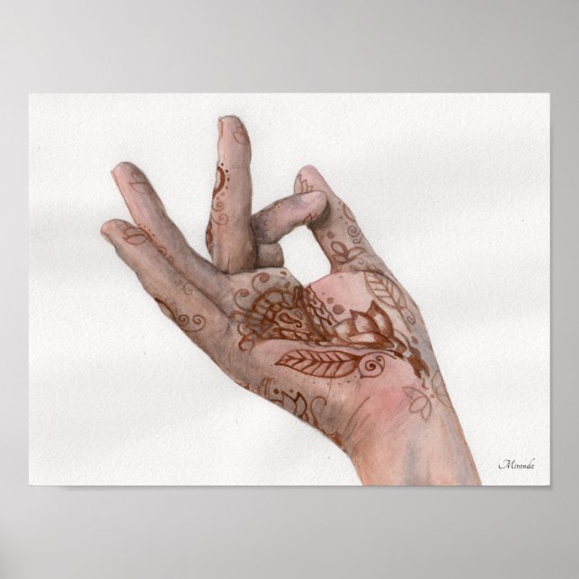 Henna Hand Art Print Mehndi Redo till Ram Miranda Poster (Framsidan)