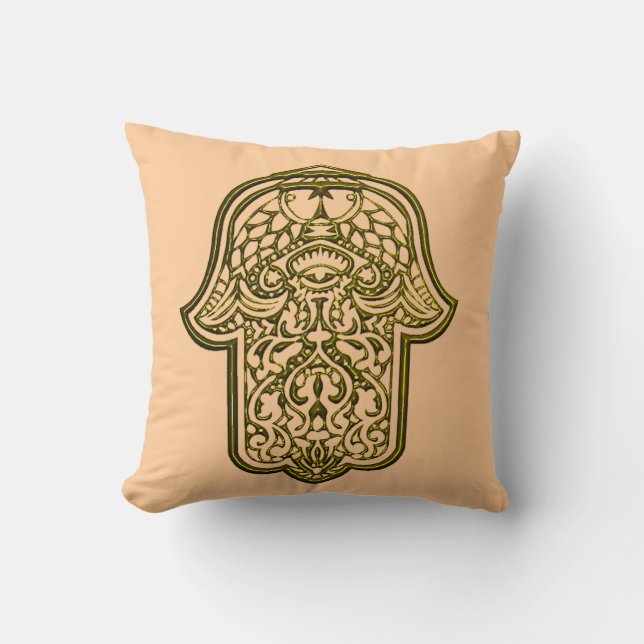 Henna Hand of Hamsa (Golden) Kudde (Framsida)