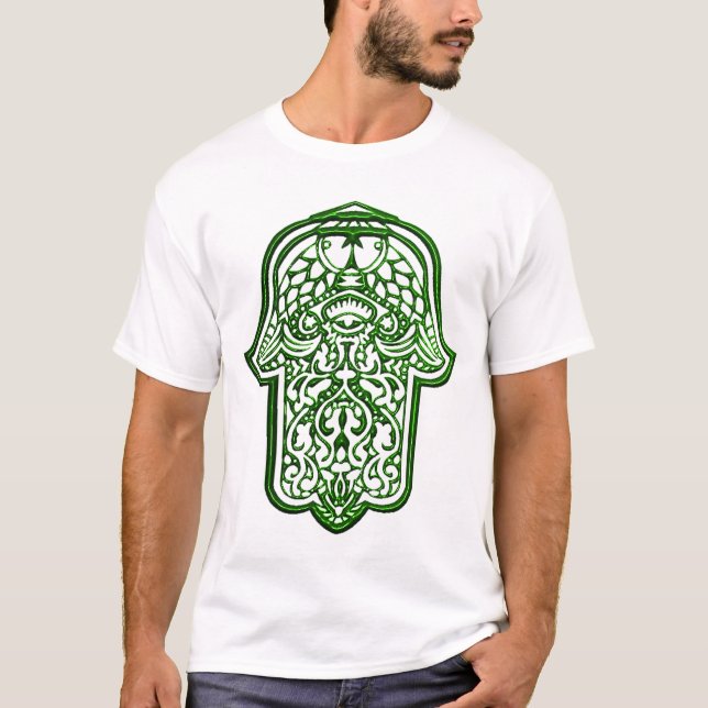 Henna Hand of Hamsa (Grönt) T-shirt (Framsida)