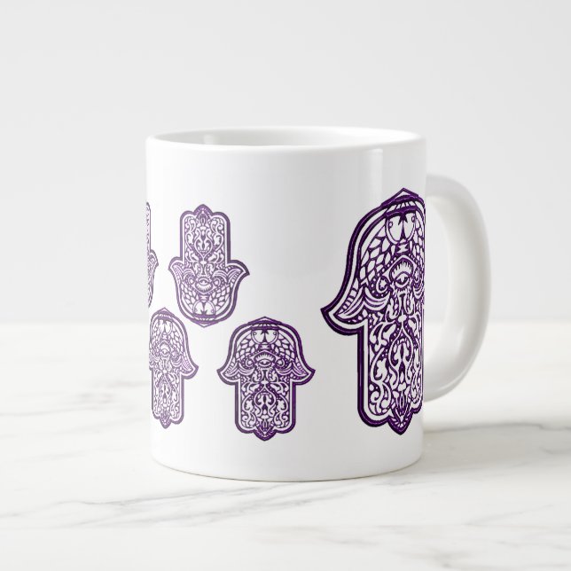 Henna Hand of Hamsa (Lila) Jumbo Mugg (Framsida höger)
