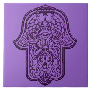 Henna Hand of Hamsa (Lila) Kakelplatta