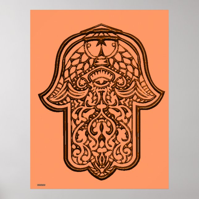 Henna Hand of Hamsa (Orange) Poster (Framsidan)