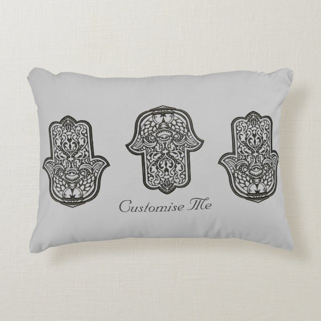 Henna Hand of Hamsa (Original) Prydnadskudde (Framsidan)