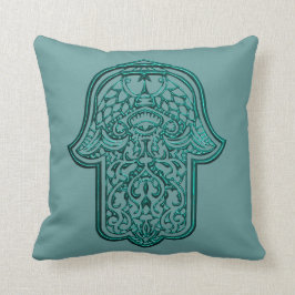 Henna Hand of Hamsa (Teal) Kudde